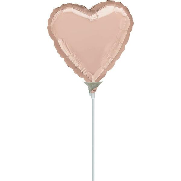 Anagram 9 in. Rose Gold Solid Color Heart Foil Balloon 87791
